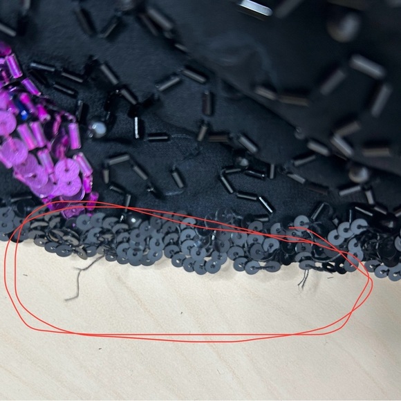 Vintage Alyce Designs Beaded Sequin Dress Black Purple Long Sleeve Evening Gown - Picture 11 of 12